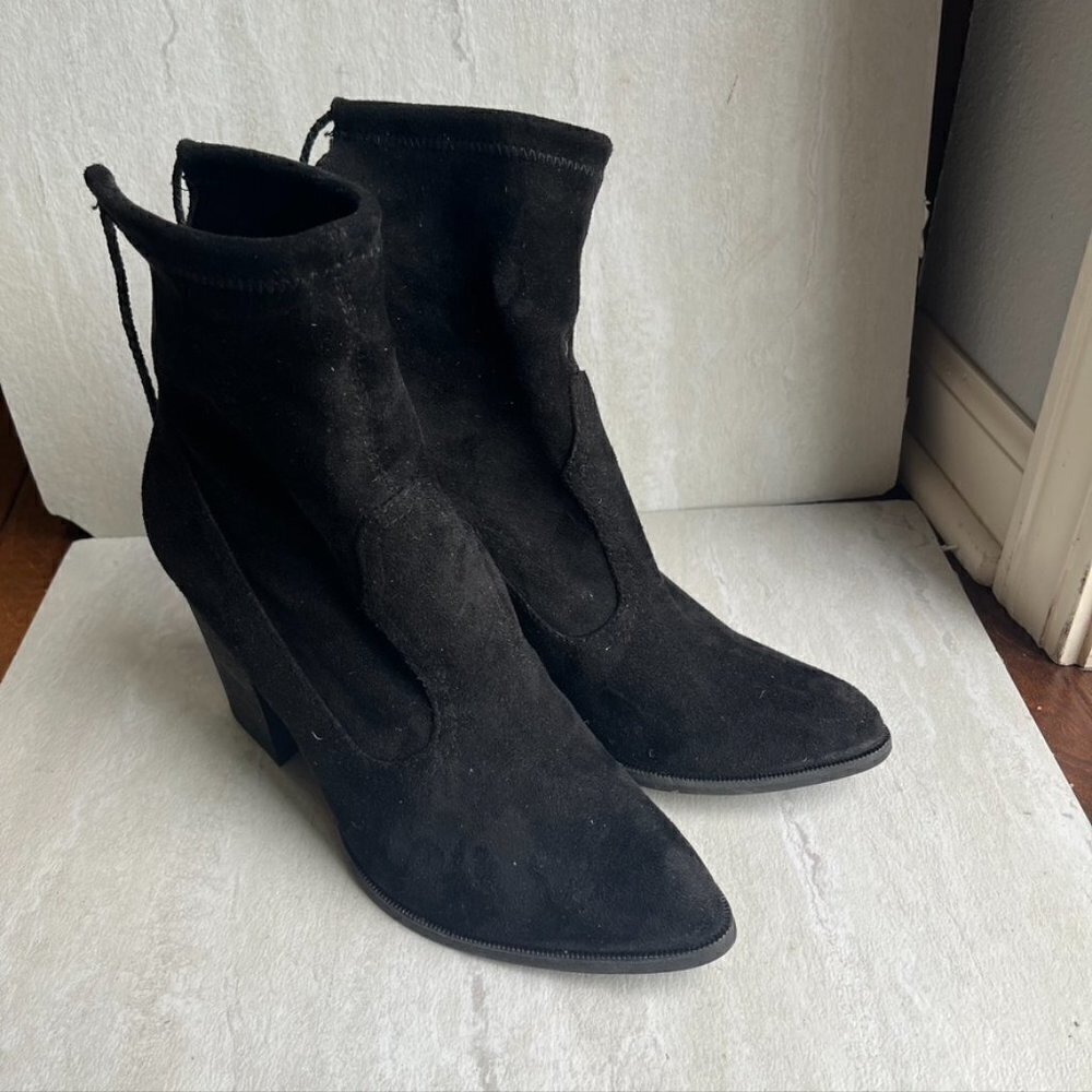 ** Dolce Vita Faux Suede Western Sock Block Heel Bootie Black Size 10